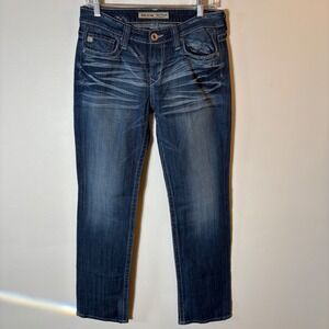 Big Star Kayla Straight Mid Rise‎ Blue Wash Denim Size 28R